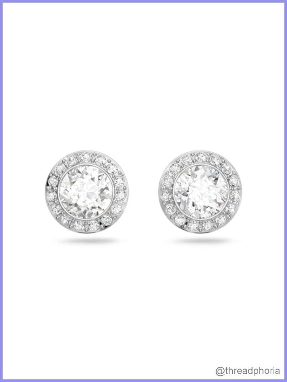 Una Angelic Crystal Stud Earrings Rhodium Plated Butterfly Back